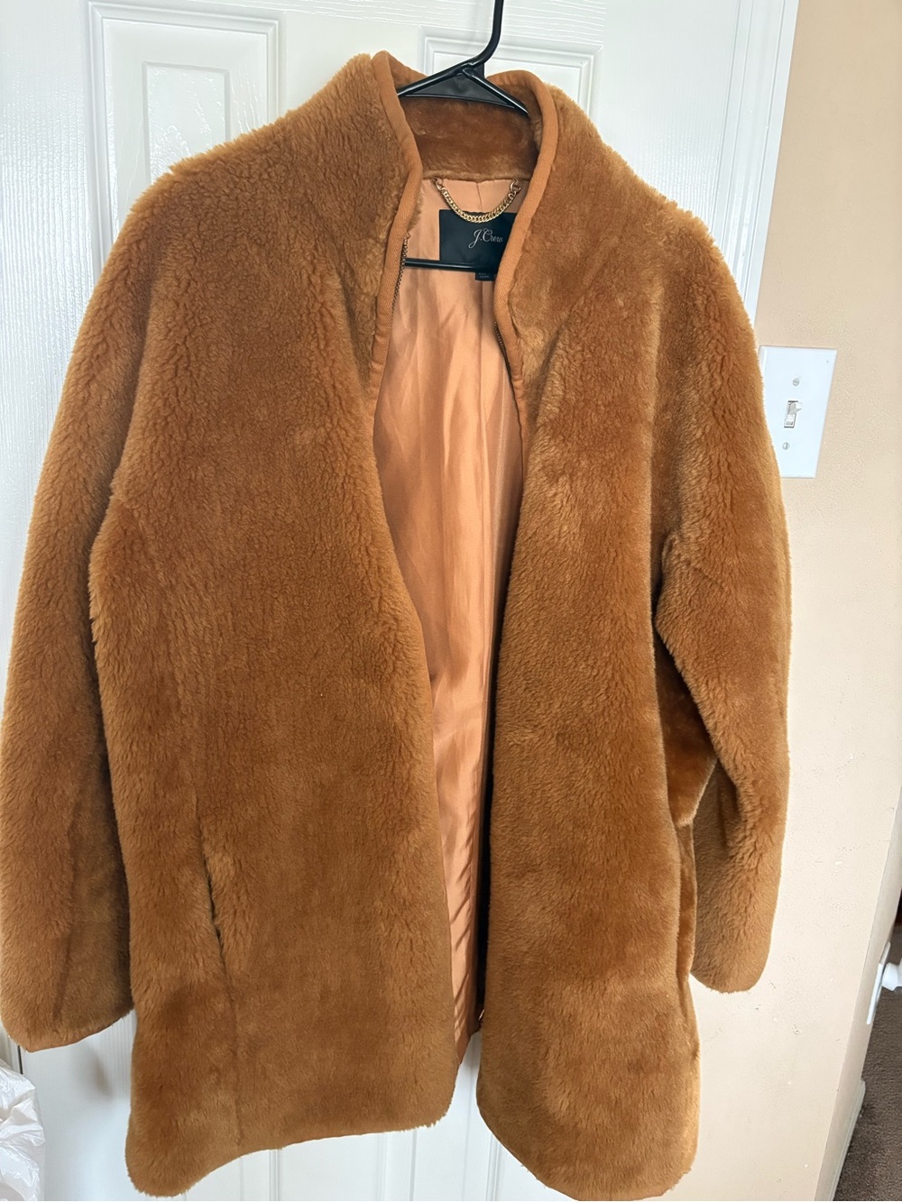 JCrew Teddy Coat with Pockets in Camel